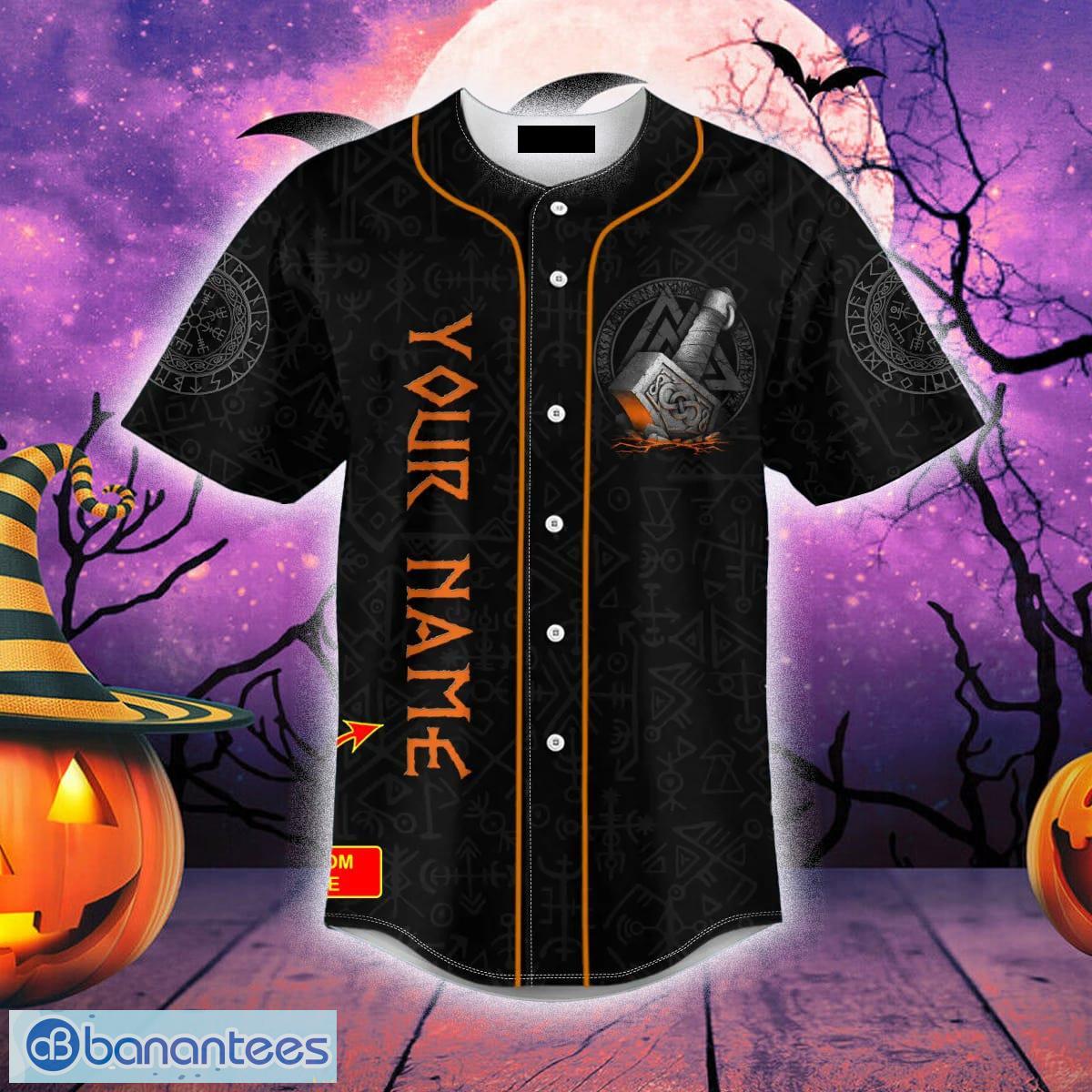 Custom name thor hammer tattoo skull baseball jersey for men and women gift halloween