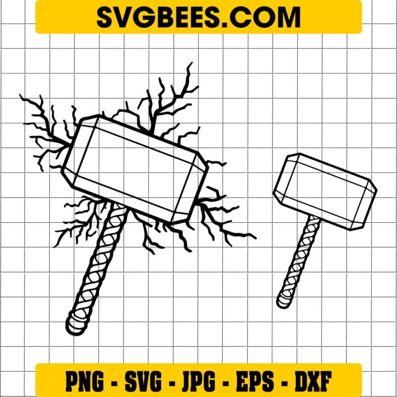 Marvel thor hammer svg mockup and png