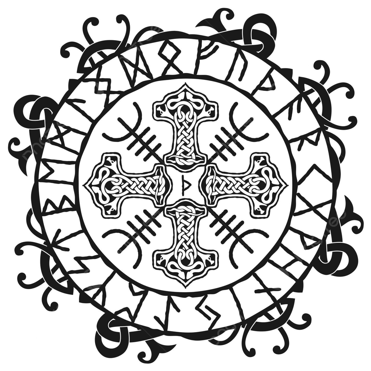Norse hammer drawing in celtic knot design spiritual witchcraft thors hammer vector spiritual witchcraft thors hammer png and vector with transparent background for free download