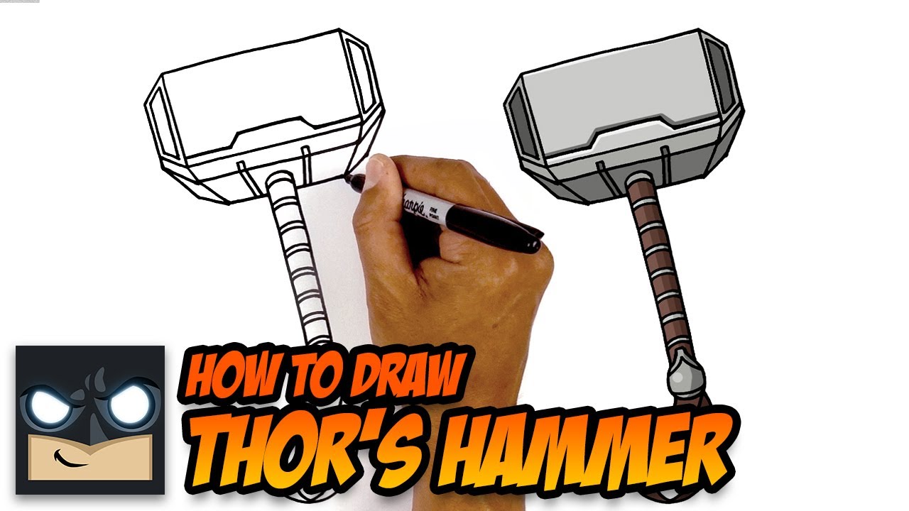 How to draw thors haer jolnir step by step
