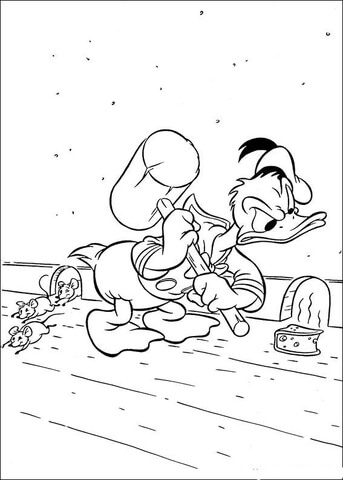 Catching the mouse with a big hammer coloring page free printable coloring pages