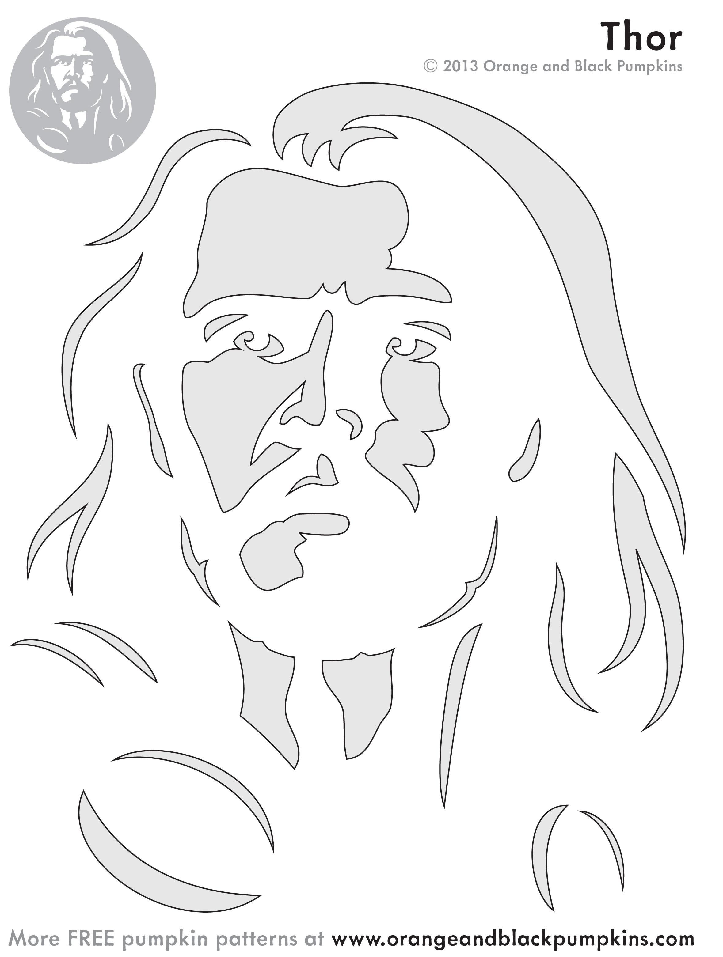 Marvel avengers thor pumpkin stencil