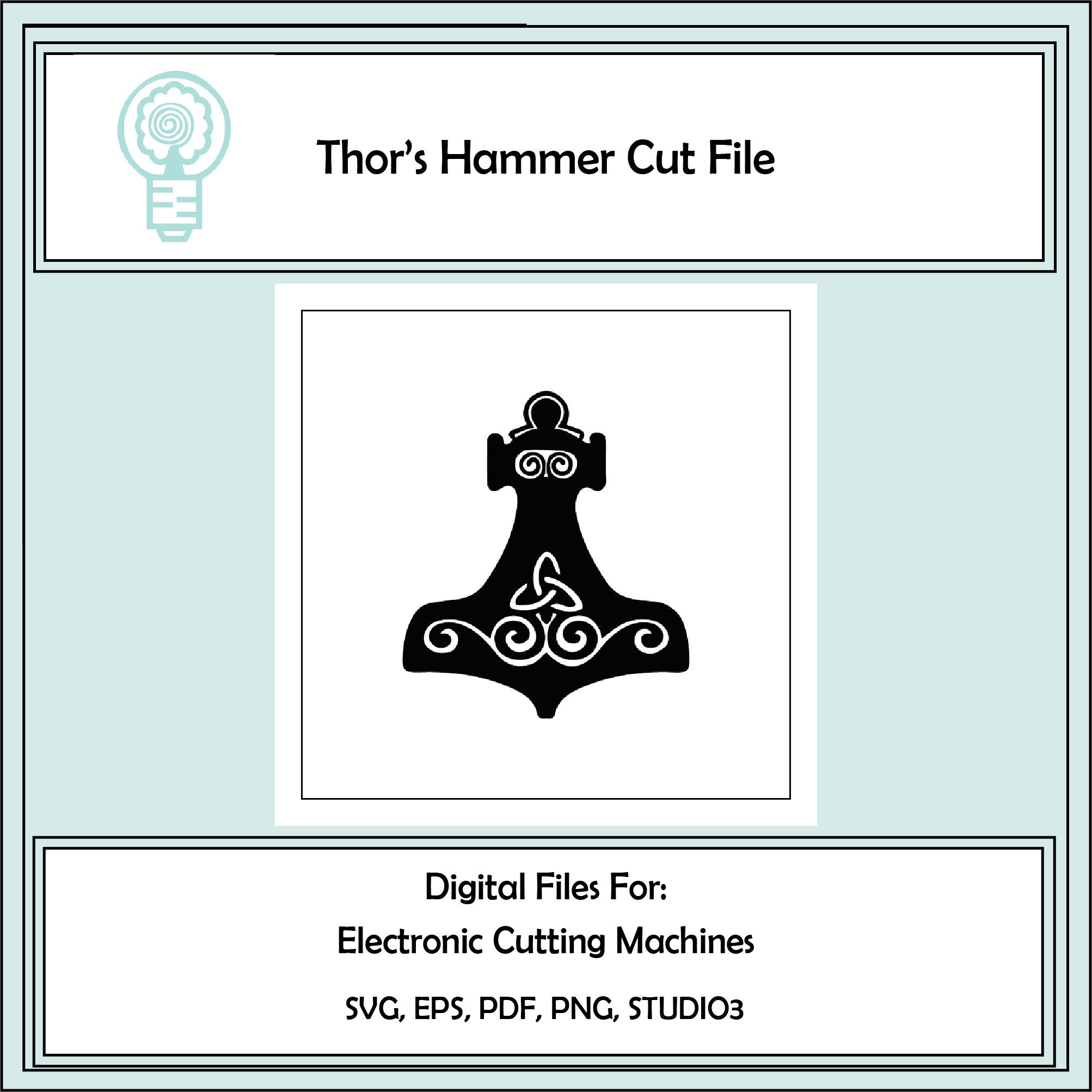 Thors hammer digital cut file for use in digital die