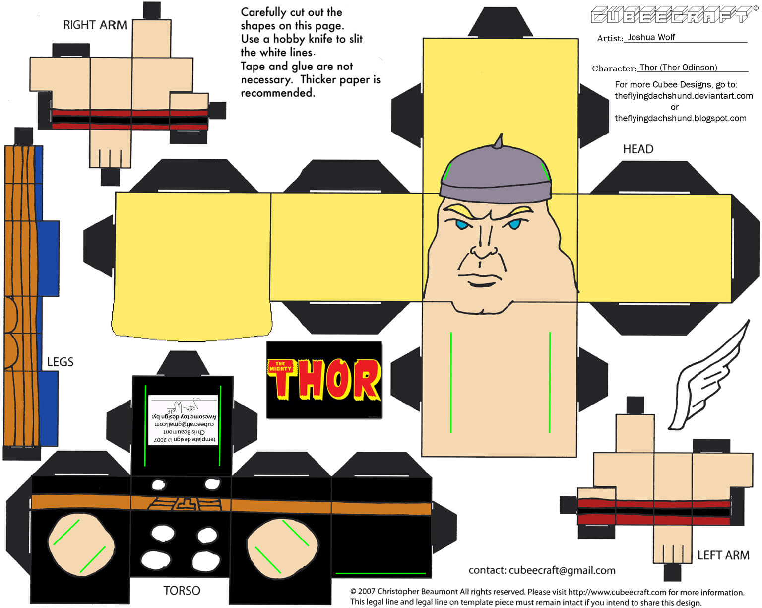 Thor paper toy free printable papercraft templates