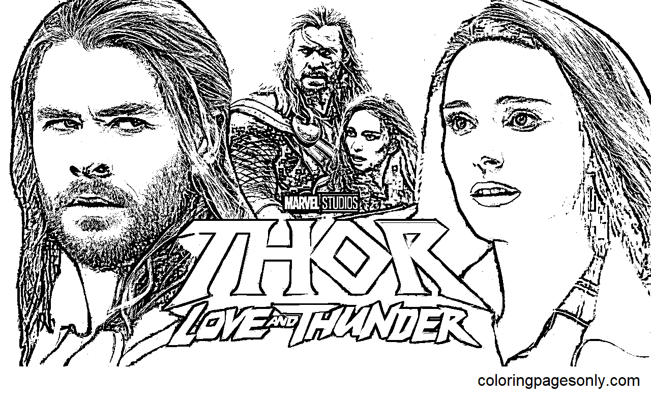 Thor love and thunder coloring pages printable for free download