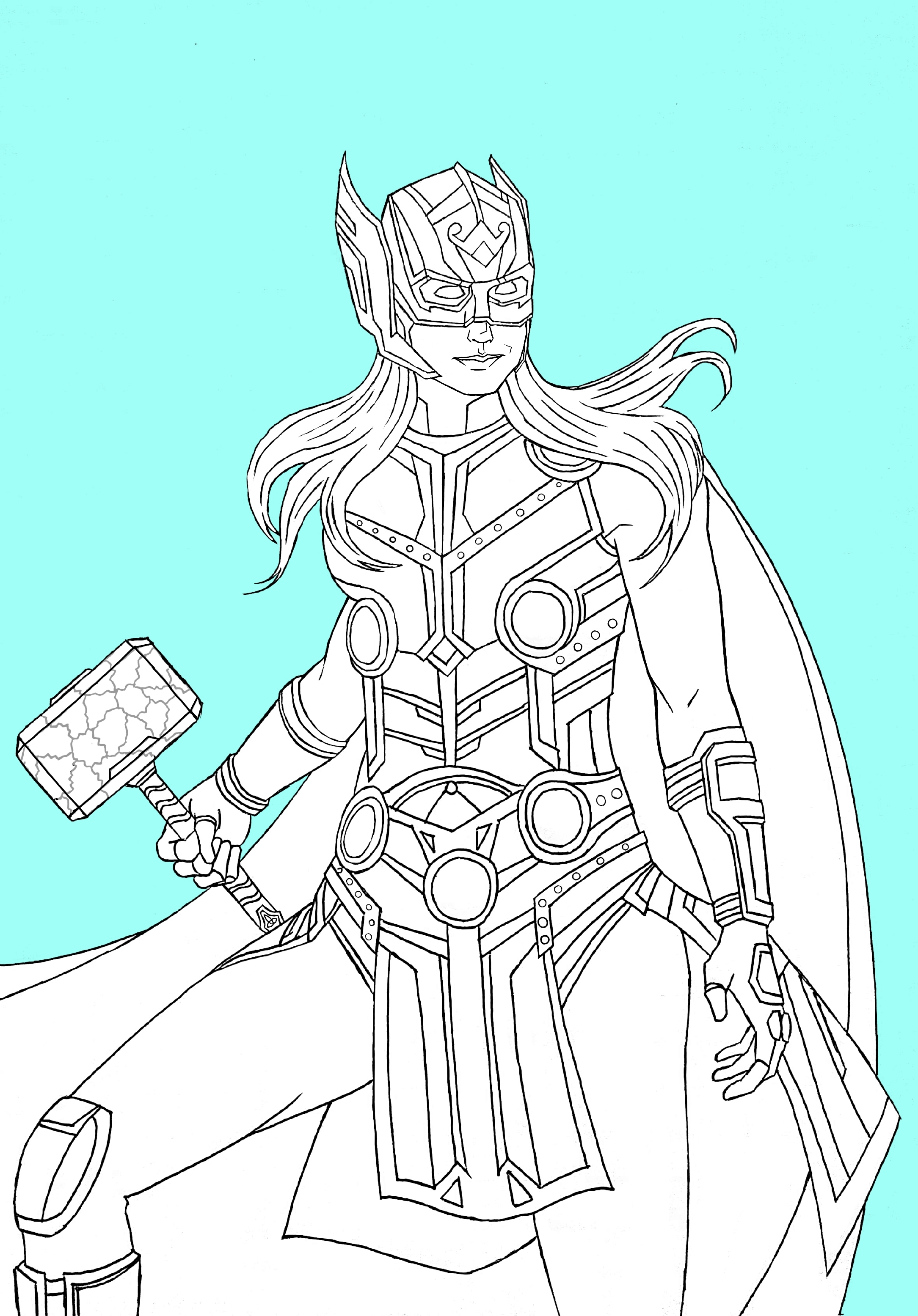 My attempt at jane foster in love and thunder its scanned version of my original inks on paper drawing drew by taking reference from leaked images dont think it turned out good