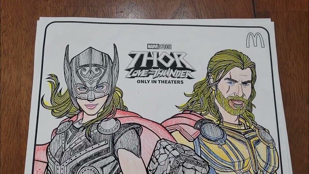 Thor love and thunder happy meal color pages marvel thorloveandthunder coloring mcdonalds thor