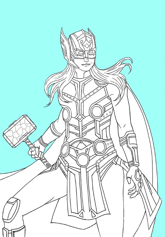 My attempt at jane foster in love and thunder its scanned version of my original inks on paper drawing drew by taking reference from leaked images dont think it turned out good