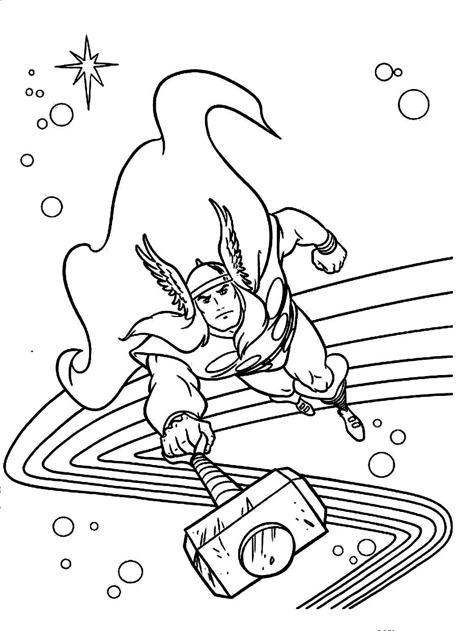 Dibujo de thor para colorear y pintar
