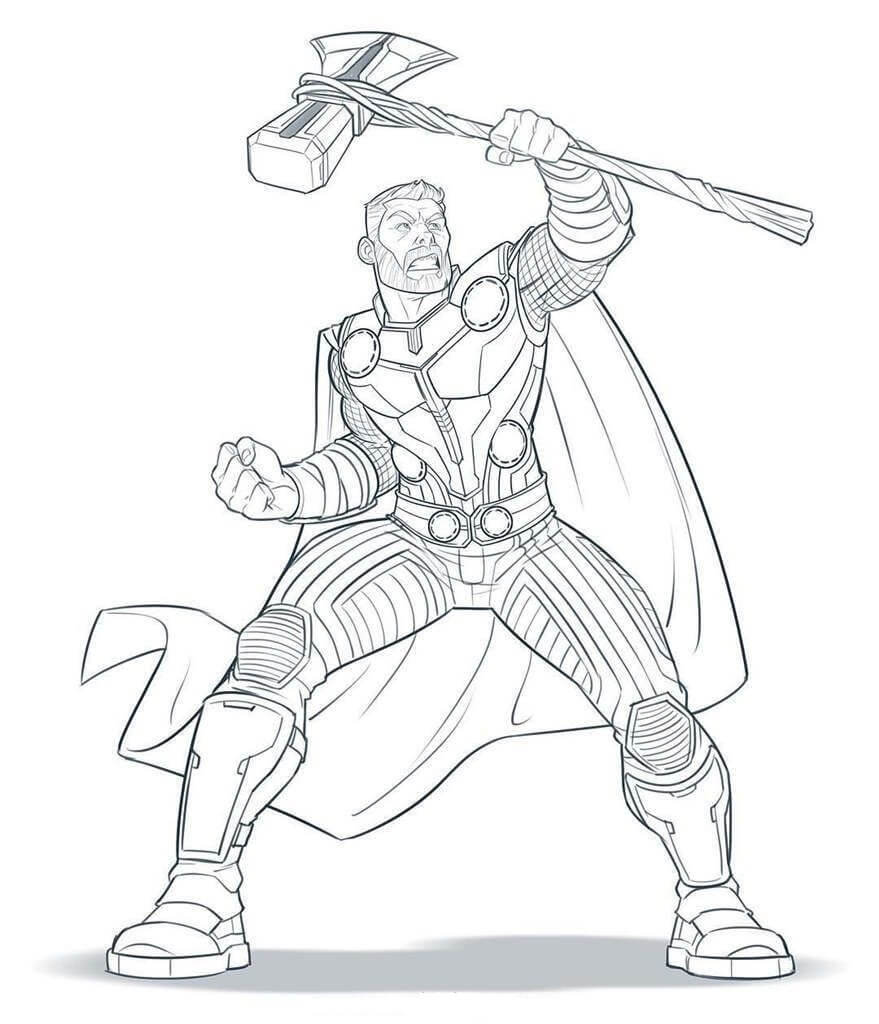 Thor para colorir imagens do deus do trovão