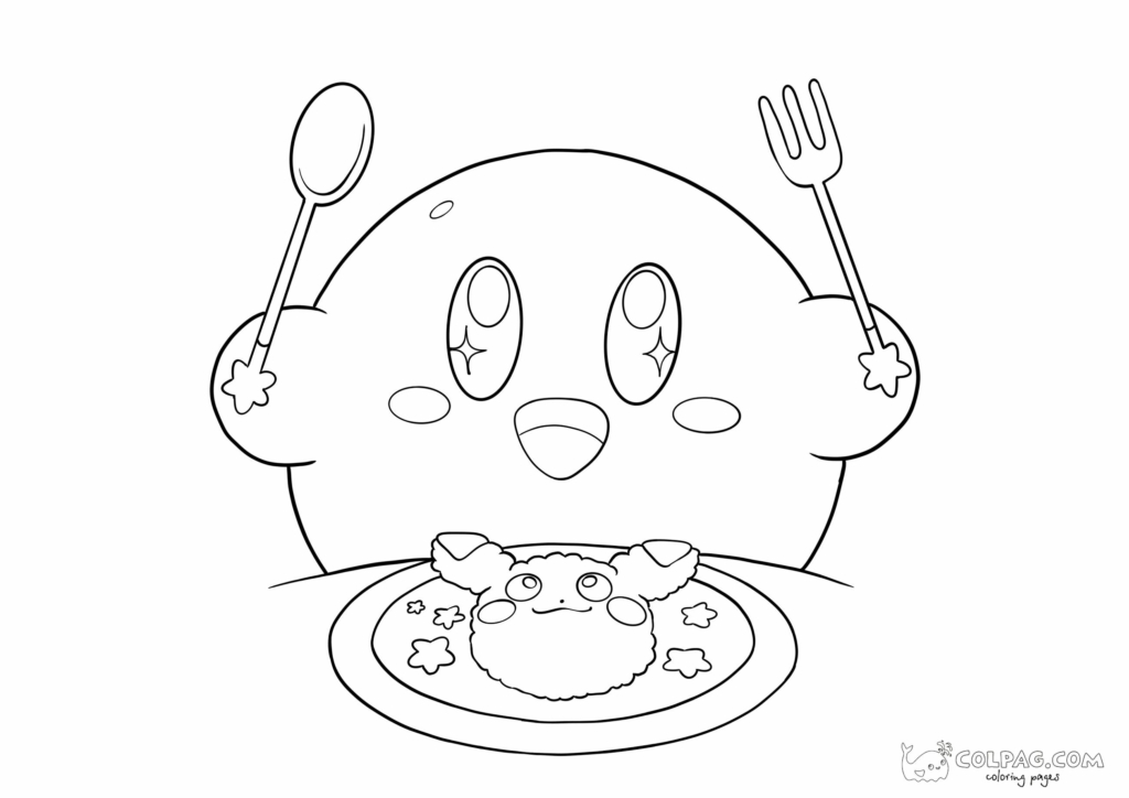 Desenhos do kirby para imprimir e colorirpintar desenho de jogos eletrãnicos
