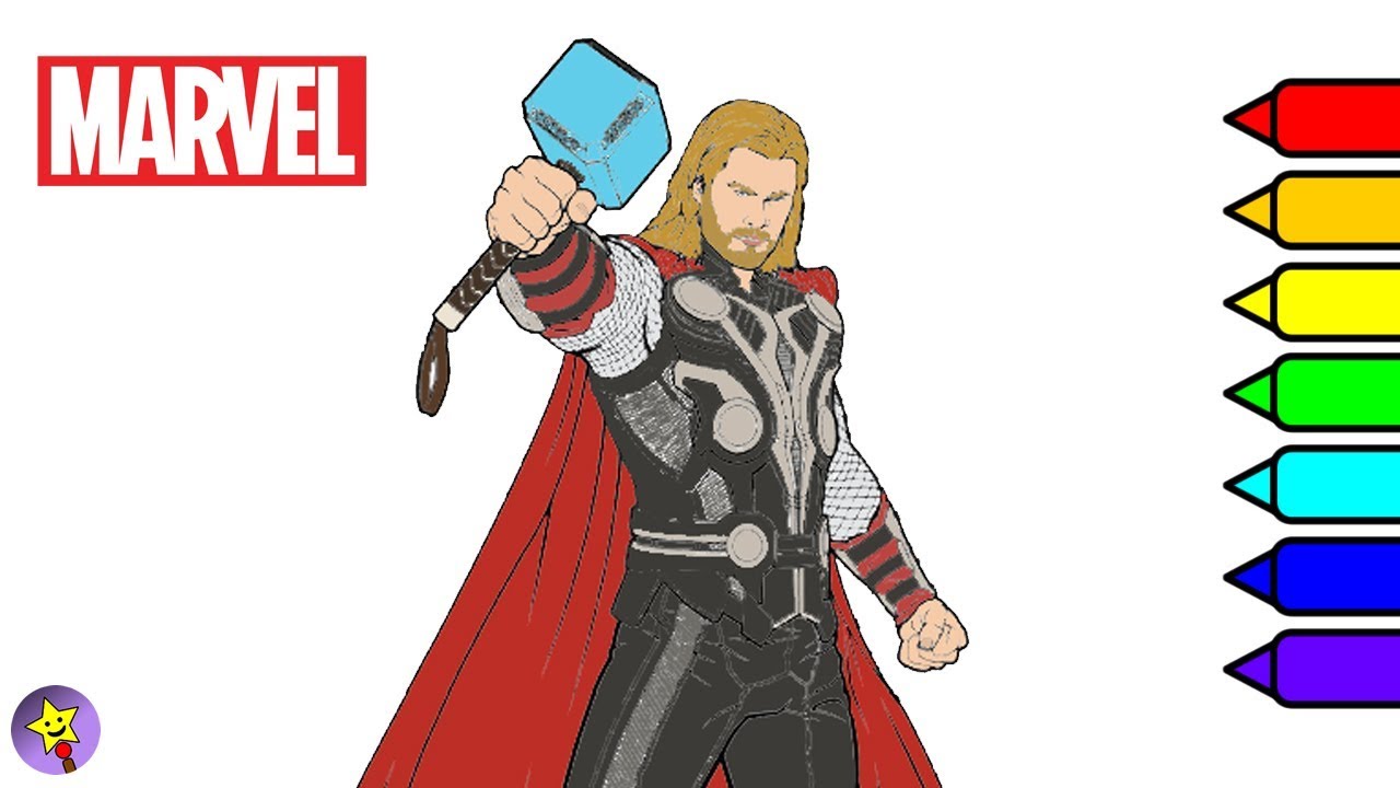 Marvel avengers coloring book thor coloring page marvel superhero coloring book page