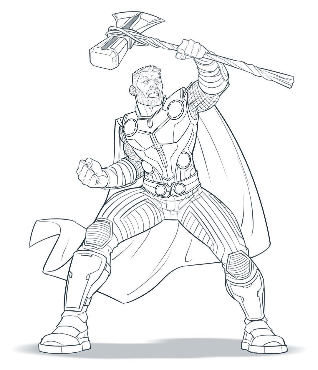 Mighty thor wields stormbreaker in my avengers artwork