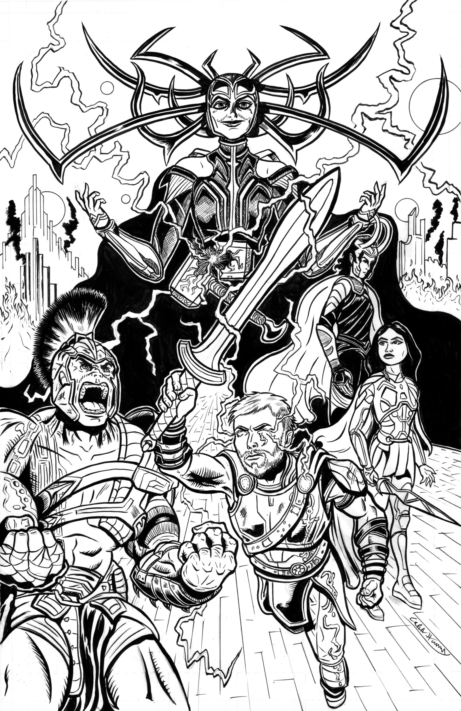 Thor ragnarok poster inks by calebharms on