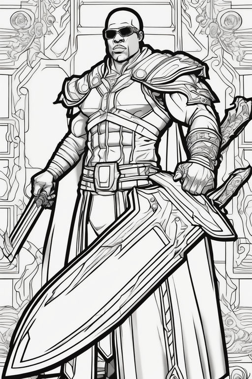 Line drawing of a warrior king