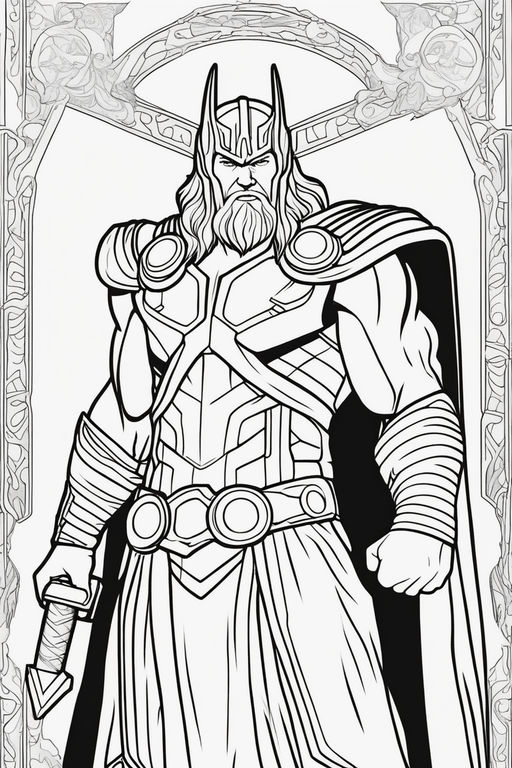An adult coloring page of a muscular man