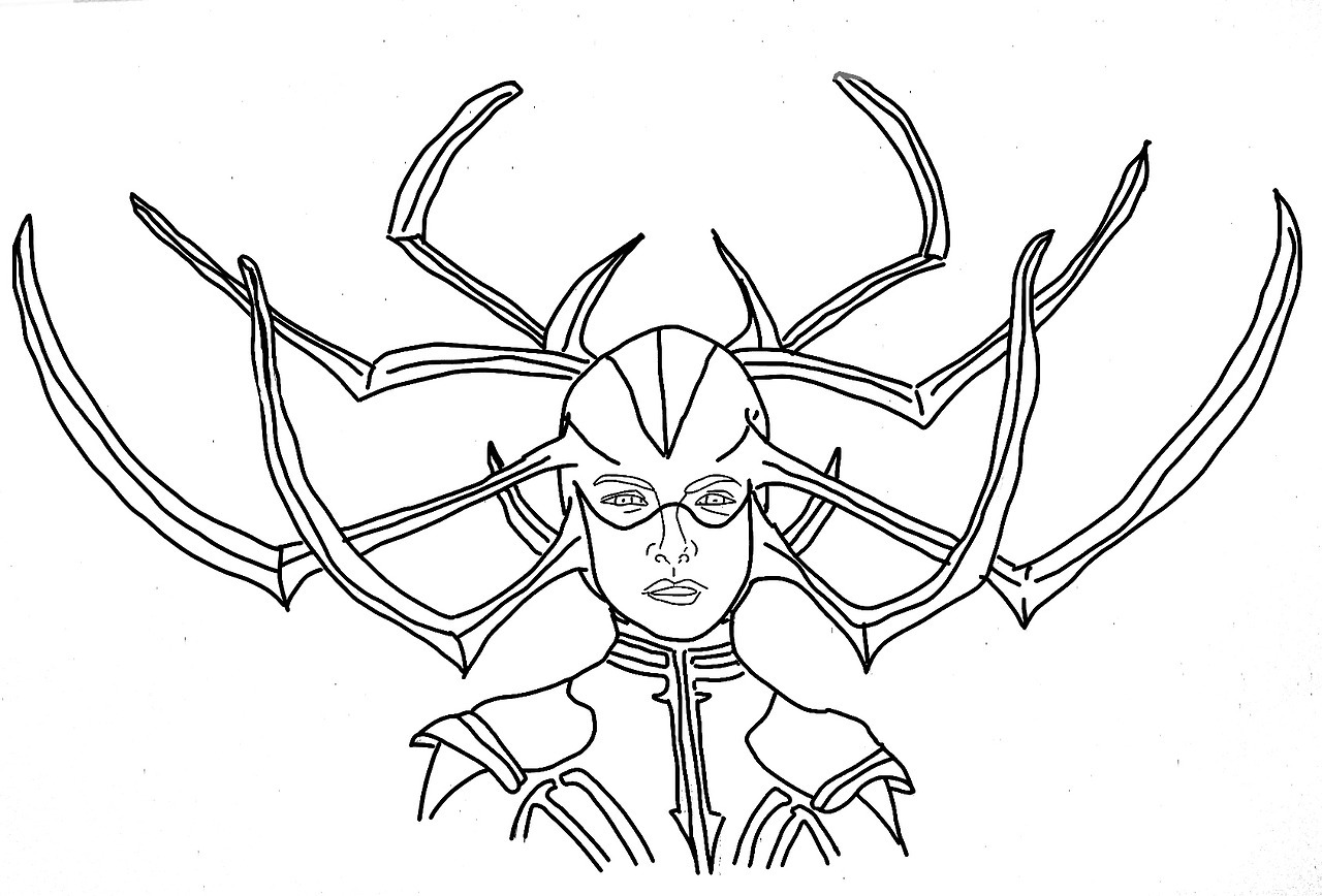 Not unworthy â hela coloring page based on the thor ragnarok