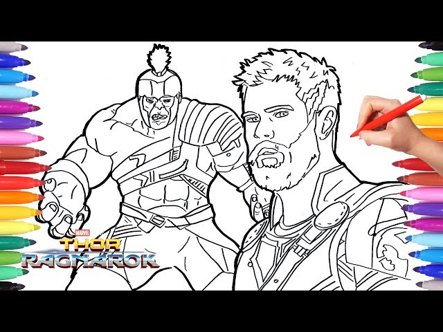 Thor ragnarok and hulk coloring pages how to draw hulk and thor arvel avengers for kids
