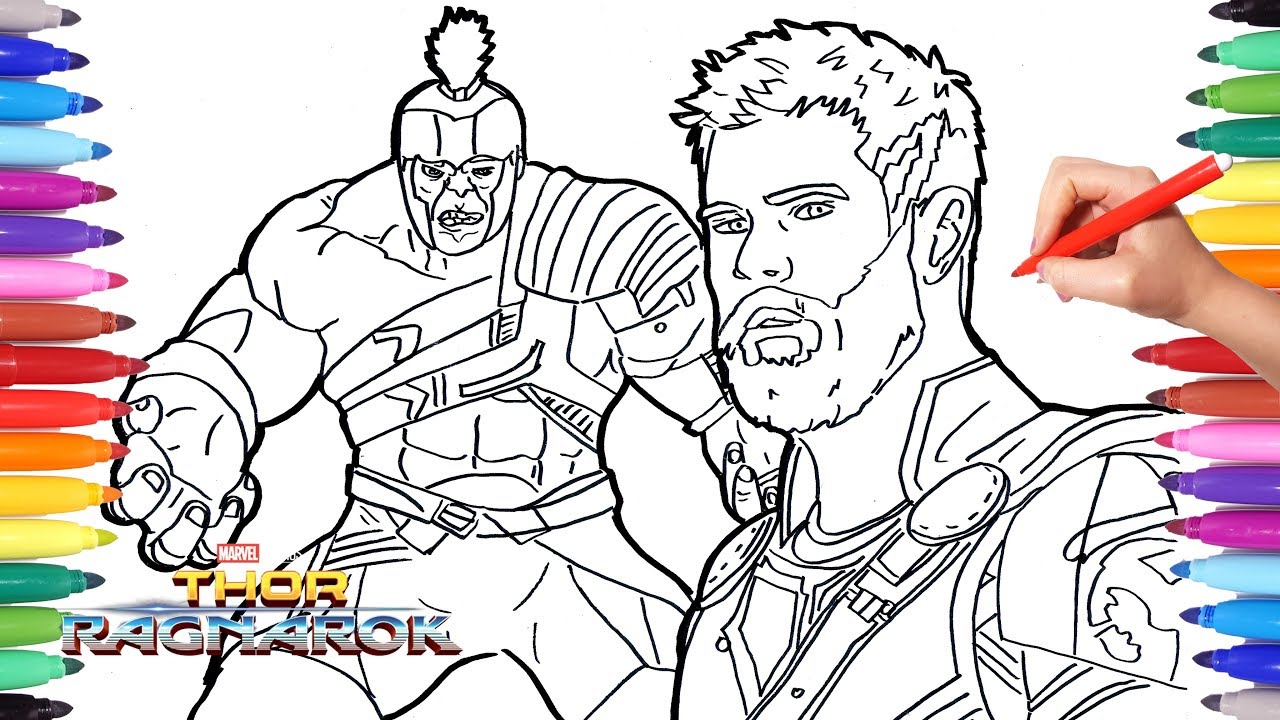 Thor ragnarok and hulk coloring pages how to draw hulk and thor arvel avengers for kids
