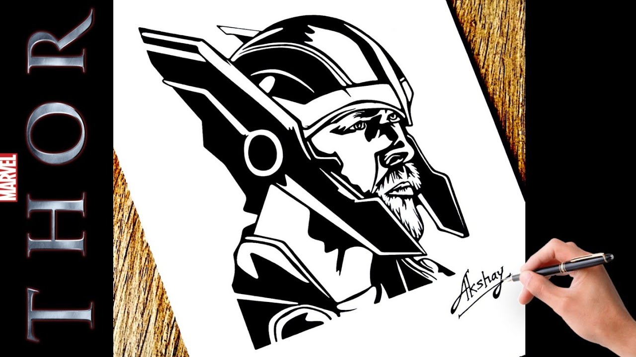 How to draw thor thor silhouette drawing marvel thor