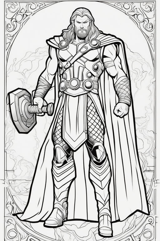 Black and white full body sketch of a warrior
