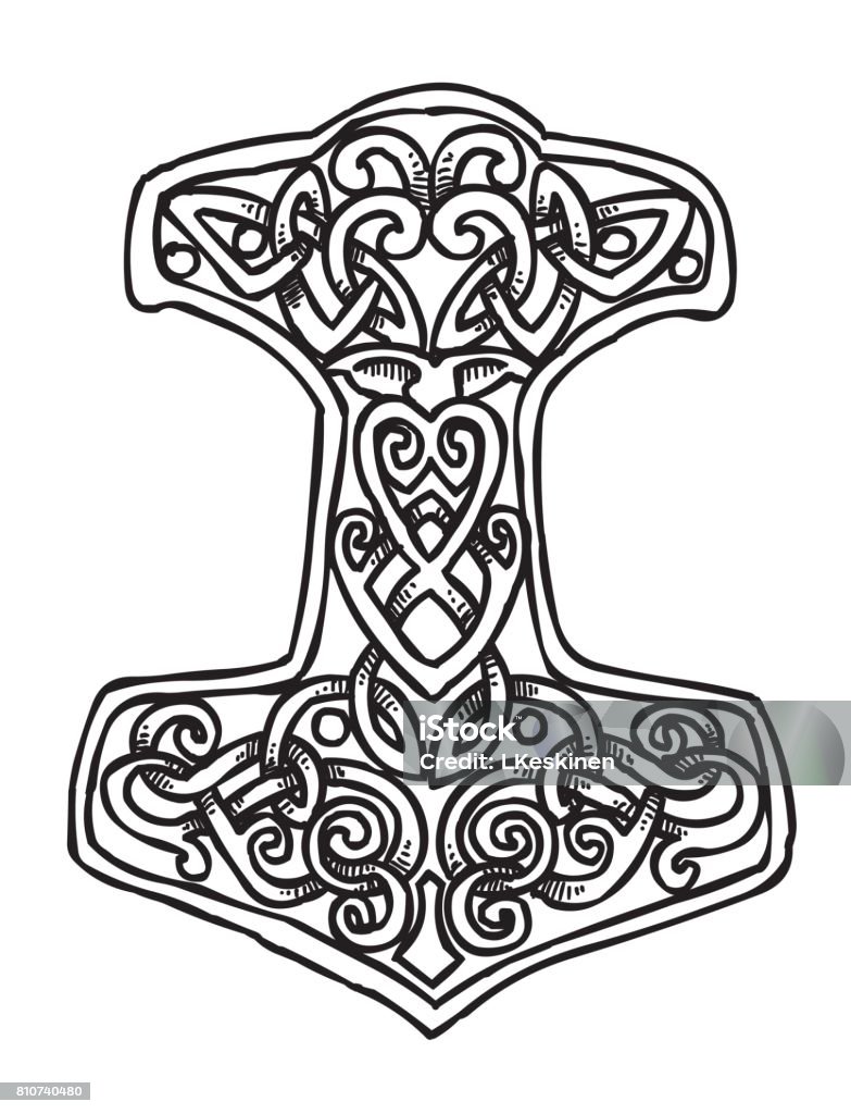 Cartoon image of thor hammer icon stock illustration
