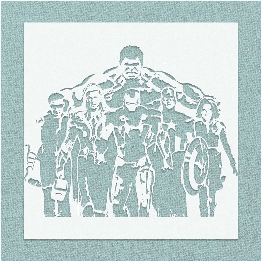 Avengers characters stencil painting
