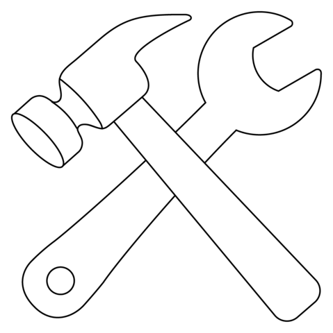 Hammer and wrench emoji coloring page free printable coloring pages