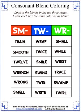 Consonant blend worksheets