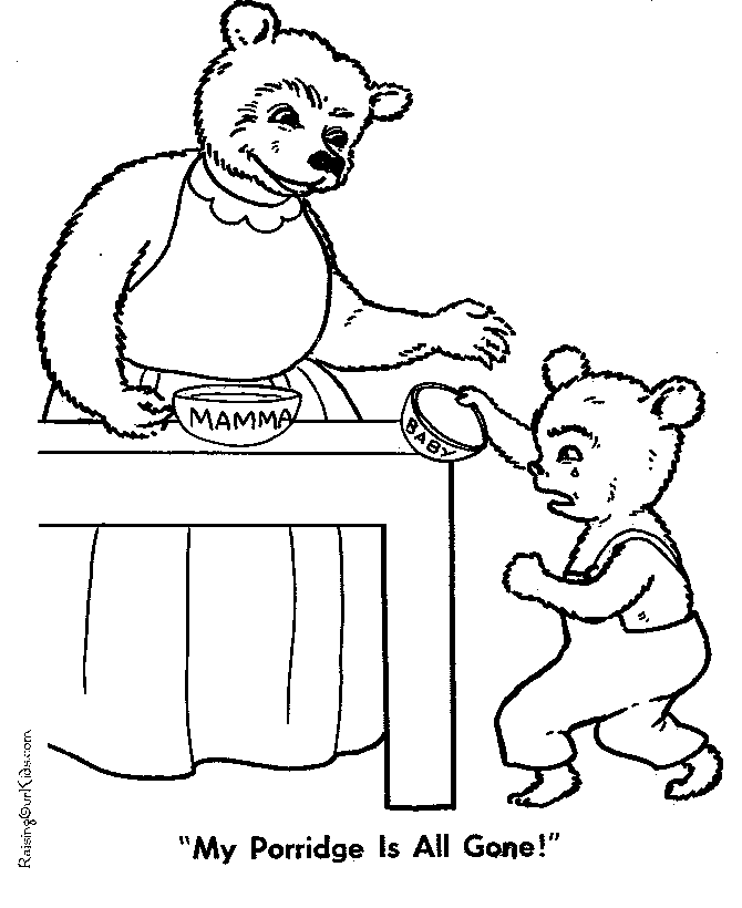 The three bears coloring page