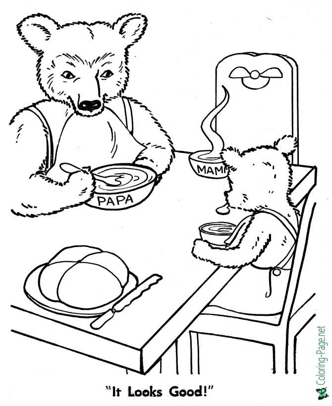 Goldilocks and the three bears coloring pages