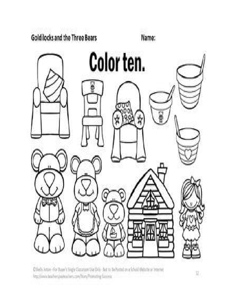 Goldilocks colouring page pdf goldilocks and the three bears european folklore