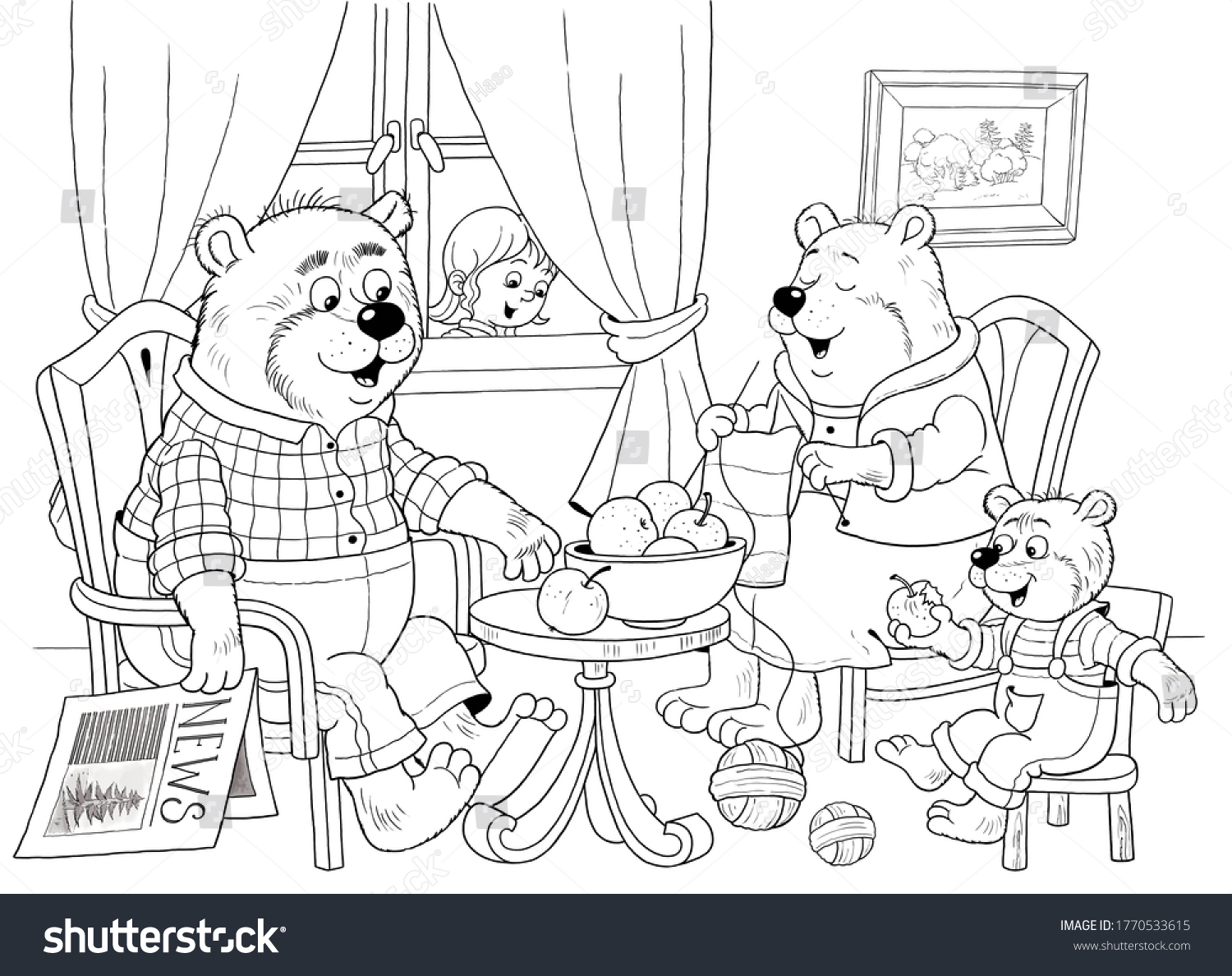 Goldilocks three bears fairy tale one stok ällãstrasyon
