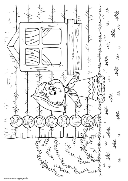 Goldilocks and the three bears colouring page