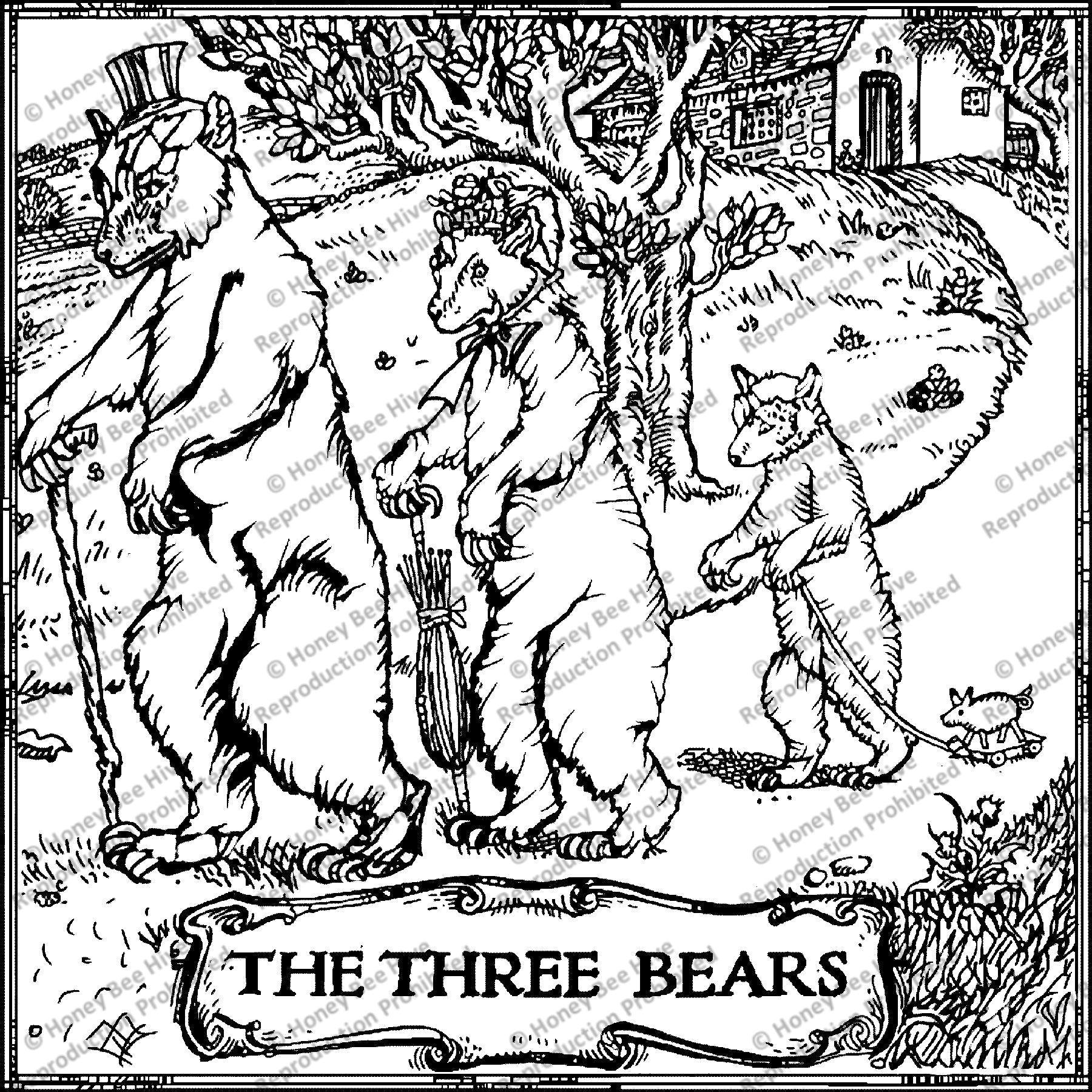 Rug hooking pattern the three bears ill herb pr honey bee hive rug hooking