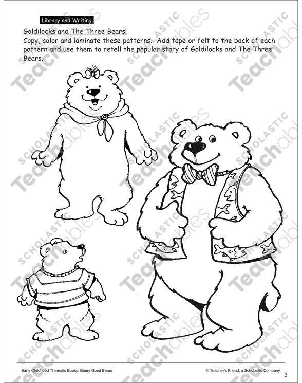 Goldilocks and the three bears story and puppet patterns printable texts