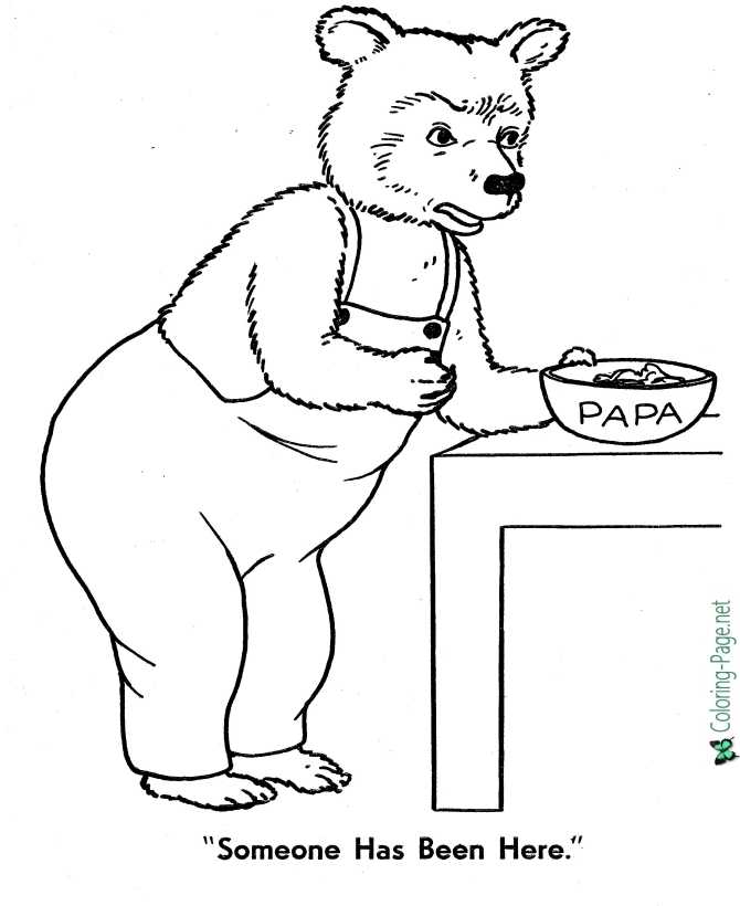 Goldilocks and the three bears coloring pages