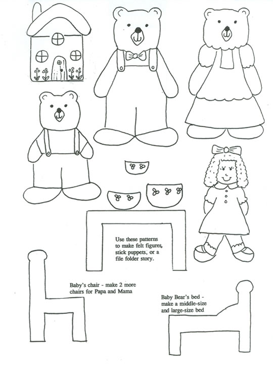 Goldilocks and the three bears coloring free image download