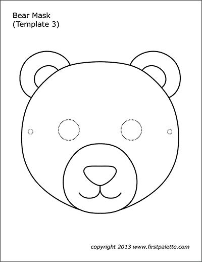 Bear mask coloring page teddy bear patterns free bear mask polar bear face