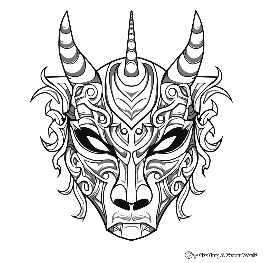 Unicorn mask coloring pages