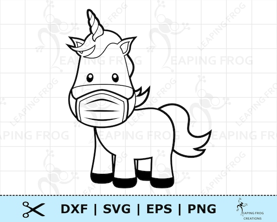 Unicorn wearing face mask svg unicorn dxf unicorn in face mask png cricut cut files silhouette unicorn in mask dxf unicorn coloring page