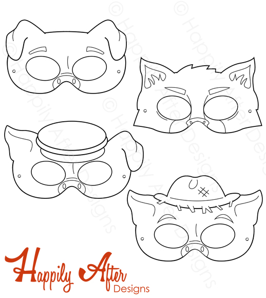 Three little pigs printable coloring masks â happily after designs