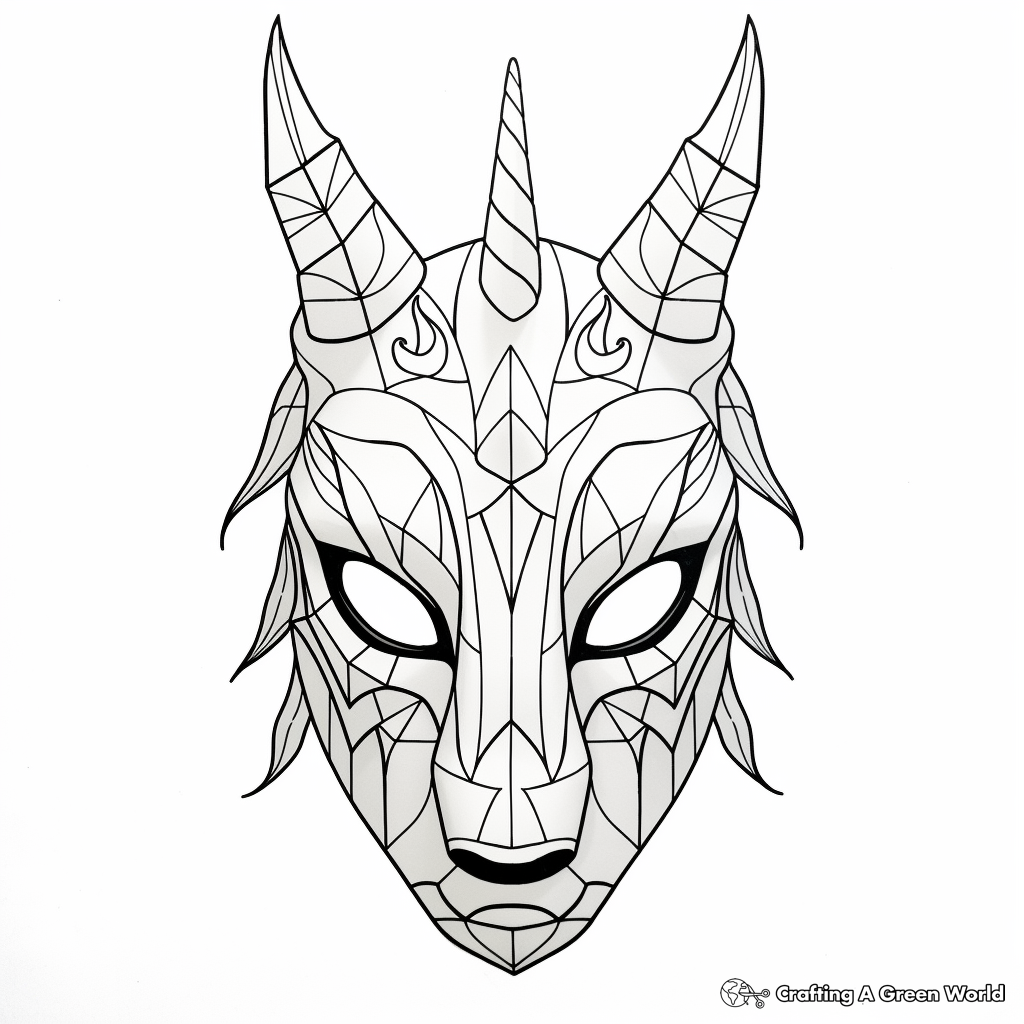 Unicorn mask coloring pages