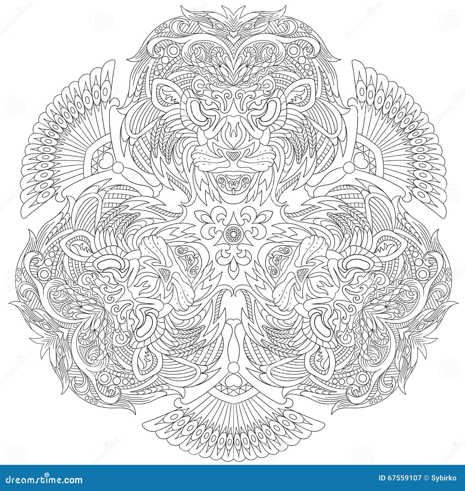 Zentangle stylized face of lion set of three balanced lion mask stock vector