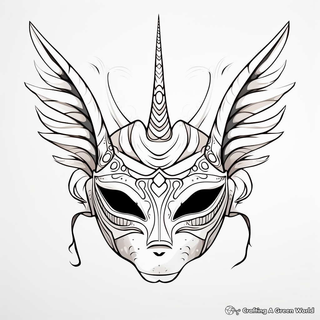Unicorn mask coloring pages