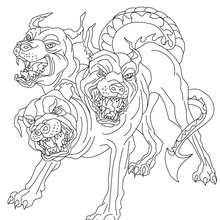 Cerberus the headed dog guadian of hades coloring pages