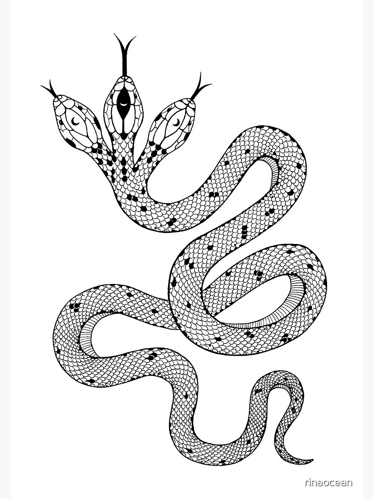 Three headed moonspell snake spiral notebook for sale by rinaocean