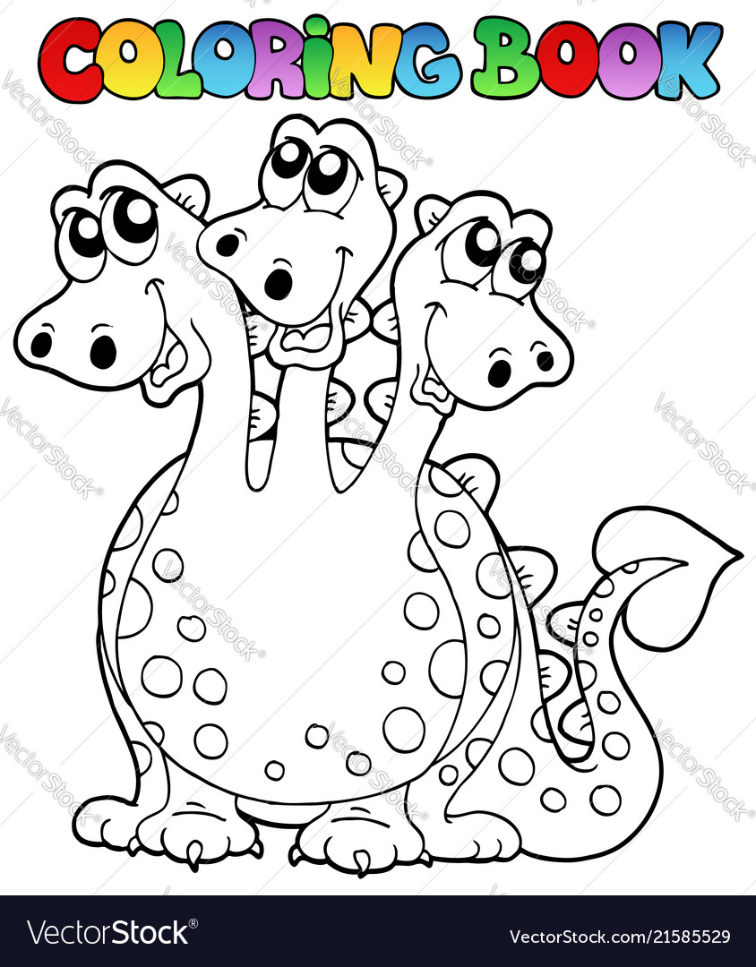 Coloring book three headed dragon royalty free vector image