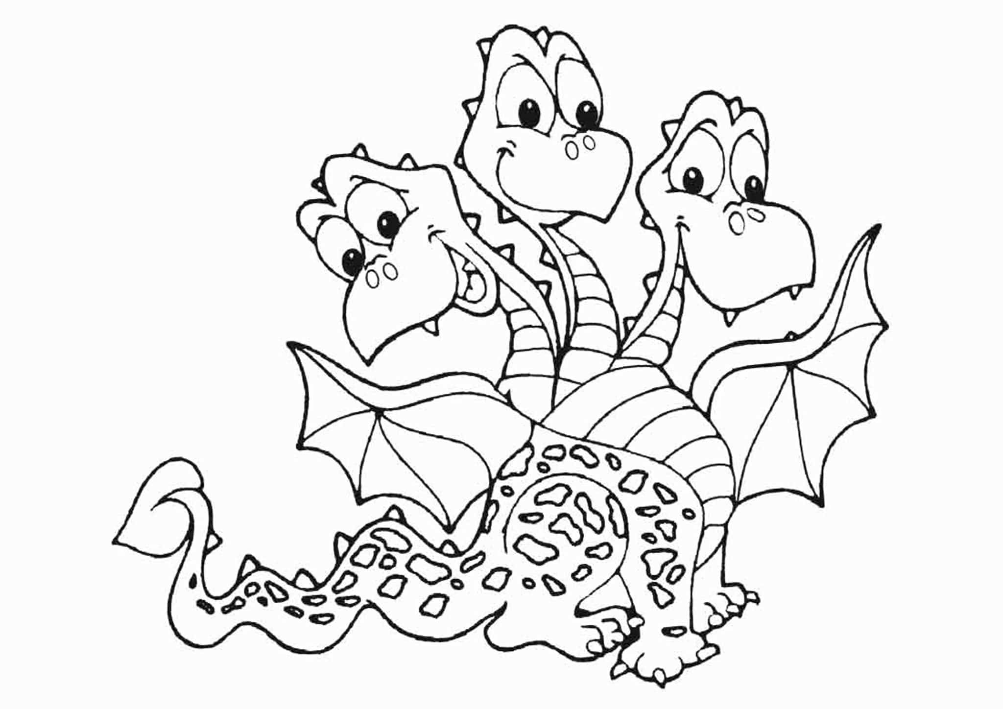 Free easy to print dragon coloring pages