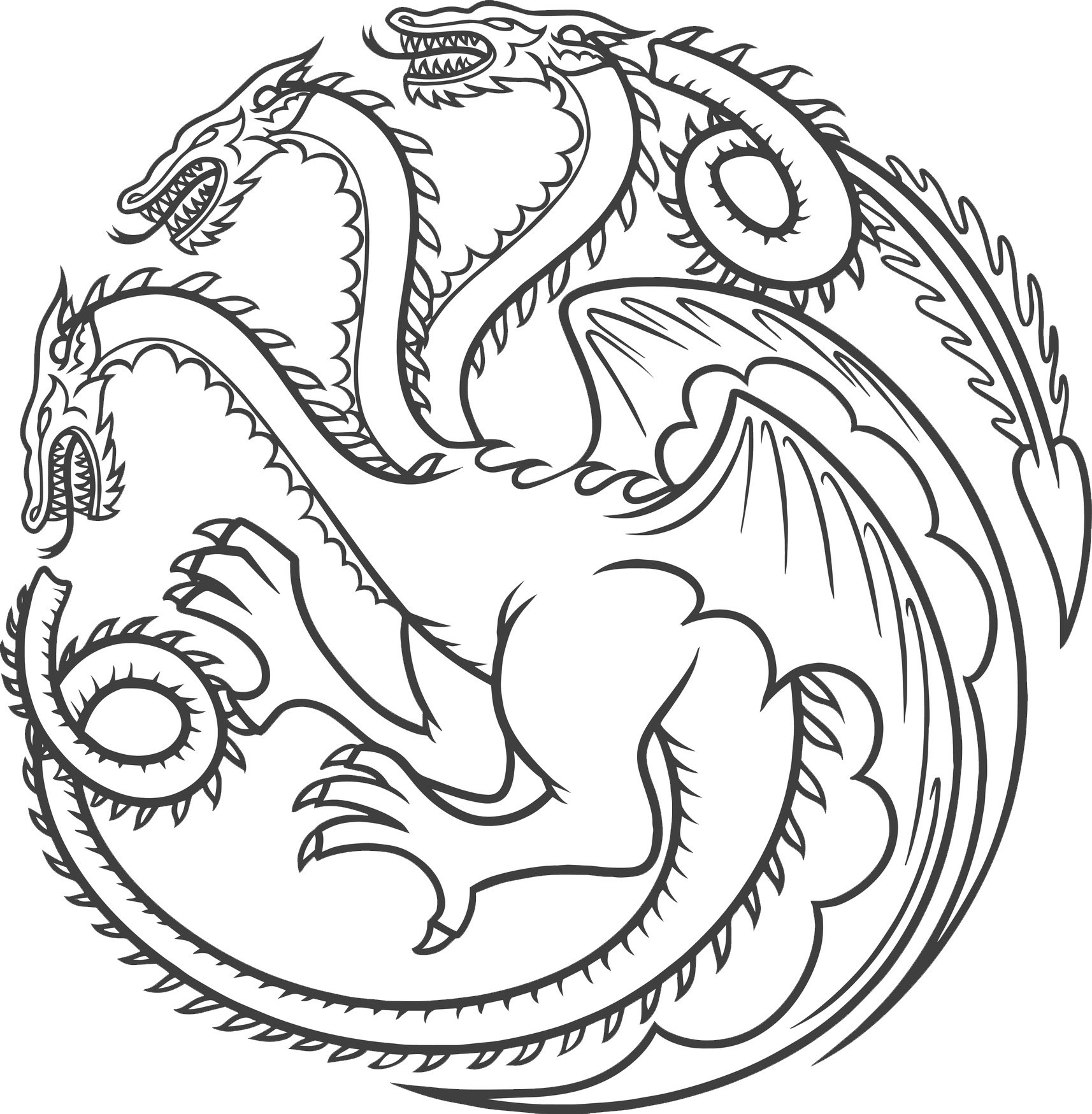Black and white three headed dragon icon vinyl del sticker wide exterior accessories